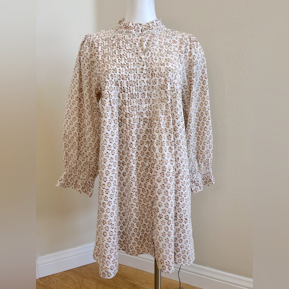 Doen Dulcie Dress Spring Elderberry Floral Long Sleeve Mini Medium Cream Cotton - Picture 7 of 11